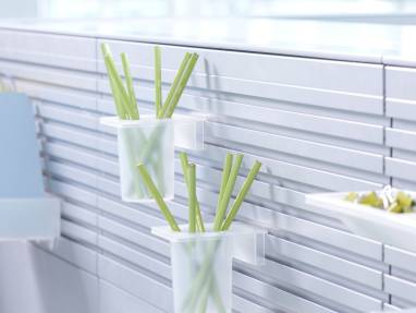 2 Pen + Pencil Cups attached to SlatWall holding Lime Green Pencils