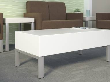 White Leela coffee table in a medical waiting room