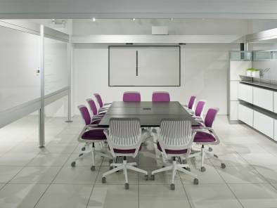 Conferenece room constructed of Post + Beam with Whiteboard Partitions and Storage Units