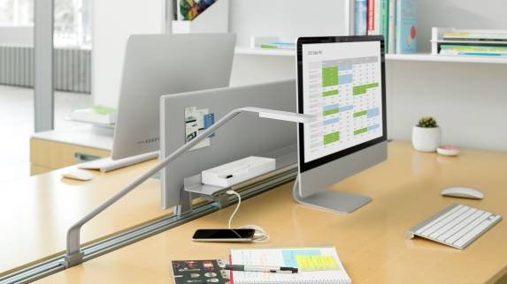 SOTO LED Task Light attached to the desk