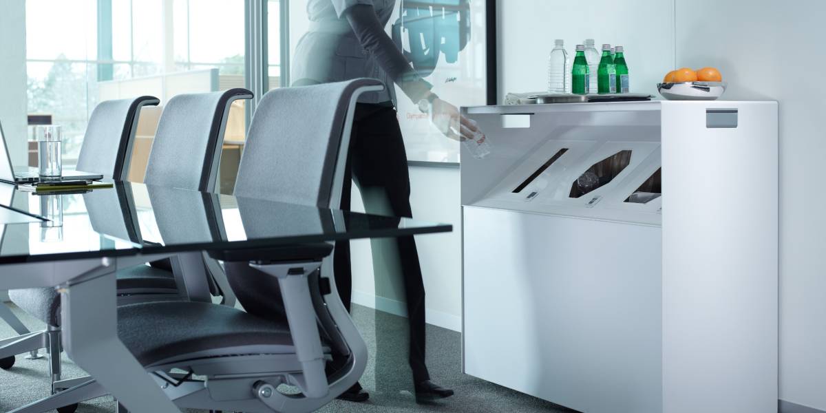 Victor2 3Part Office Recycling Bin Station Steelcase