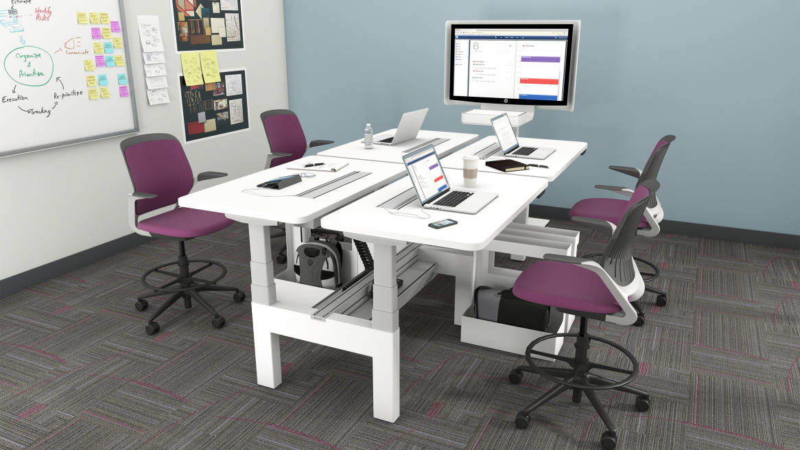 Series Height-Adjustable Office Benches & Tables - Steelcase