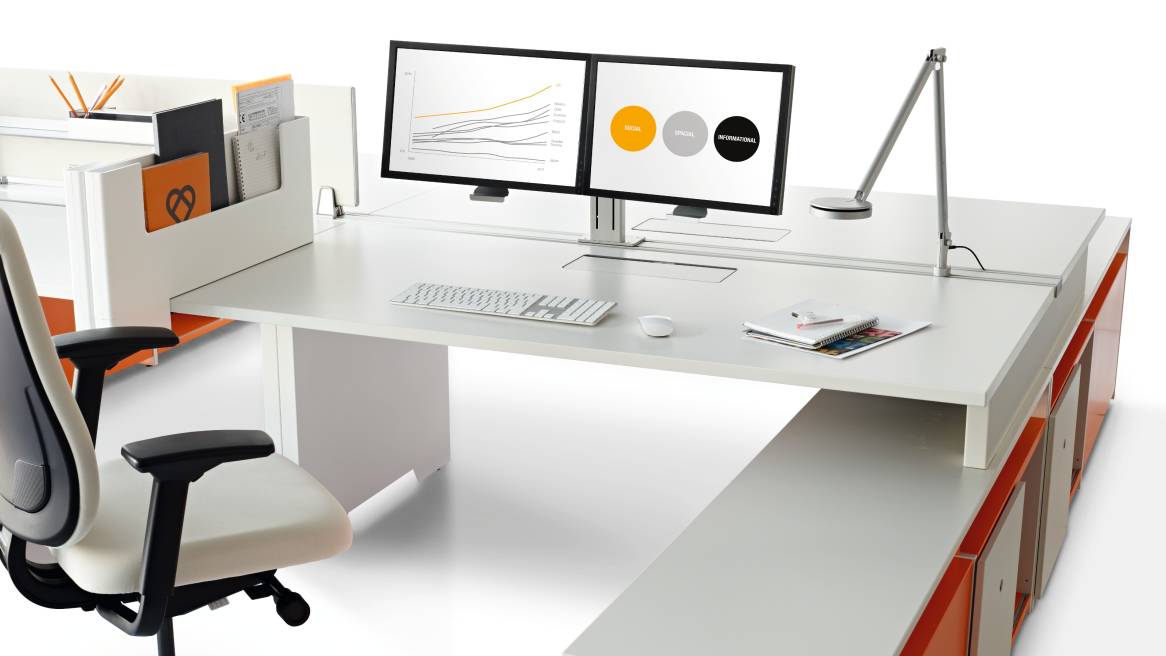 Plurio Flat Panel Computer Monitor Arm System Steelcase