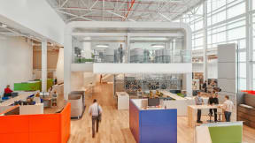 Steelcase’s new leadership community includes private rooms, semi-private enclaves and conference rooms built to connect a global workforce