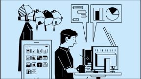 360 magazine illustration of a man working with a dual monitor and computer.