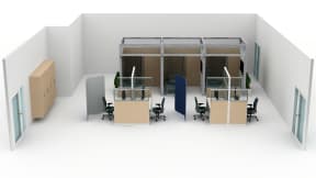 Montage Panel Systems, Ology Desk, Amia Chair, Convey Modular Casework, Steelcase Flex Collection, Regard, Embold, Blu Dot Splash Coat Rack, Surround, Volley Monitor Arms, V.I.A. Planning Idea
