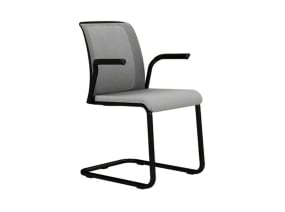 Reply Office Chair with Sled Base, Mesh Back, Upholstered Seat and Arms