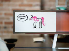 Bivi Markerboard with a unicorn drawn on it