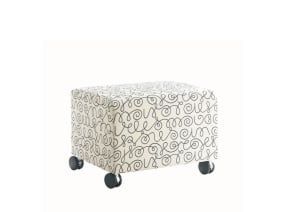 White Coupe Lounge Ottoman with Black Scribble Design