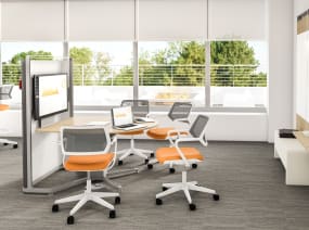 Meeting space with integrated whiteboards along with media:scape