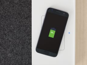 Cellphone on the Wireless Charging pad of the SOTO Personal Console
