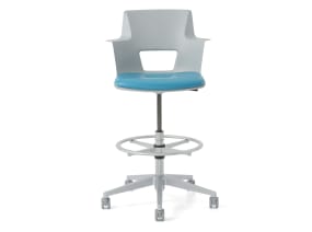 shortcut five star stool in white and clear blue