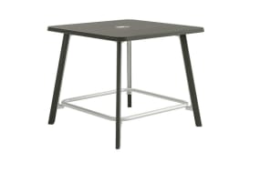 on-white image of a dark Verlay table with square corners and wood legs