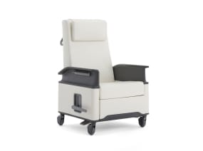 on white image of an empath chair with armrest and white cushion