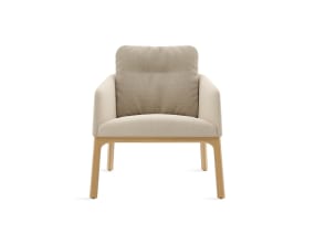 Lounge chair with wood base on white background