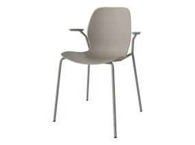 Seed Chair with Metal Legs and Armrests on white background