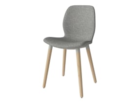 Seed Chair with Wood Legs and Upholstered Seat on white background