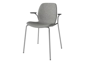 Seed Chair with Metal Legs, Upholstered Seat and Armrests on white background