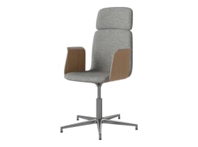 Palm CEO Office Chair with Upholstered Seat and Veneer Armrests on white background