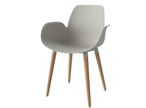 Seed-Stuhl (Lounge-Stil) mit Holzbeinen Auf weißem Hintergrund