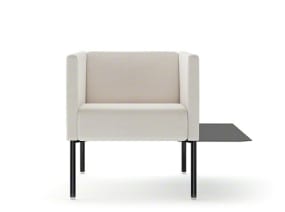 Brix Armchair with Narrow Armrest and Auxiliary Table on white background