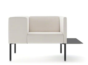 Brix Armchair with Wide Armrest and Auxiliary Table on white background