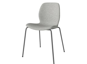 Seed Chair Upholstered with Metal Legs on white background
