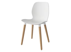 Seed Chair Polypropylene with Wood Legs on white background