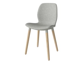 Seed Chair Upholstered with Wood Legs on white background