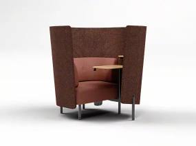 EMEA Orangebox Diggs - Single Seat Left Hand LH work booth with shelf on a white background