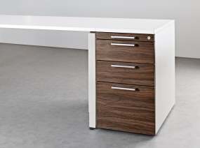 Implicit collection of personal storage cabinets and office storage units in multiple finishes, designed to secure belongings and support organization in flexible workplace environments.