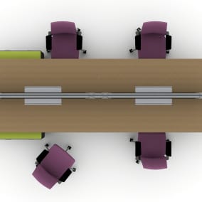 Rendering of a team workspace from the top down.