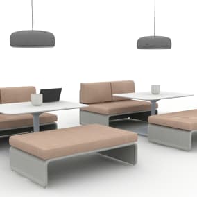 Lagunitas Lounge System, Lagunitas Table, FLOS Smithfield Pendant Light Planning Idea