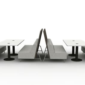 Rendering of two Bix lounges separated by a Bix table