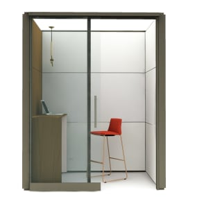 V.I.A. Architectural Solution, Campfire Standing-height Slim table by Turnstone, Montara650 Seating by Coalesse, IC Pendant light by Flos, Phone dock valet by Stak Ceramics