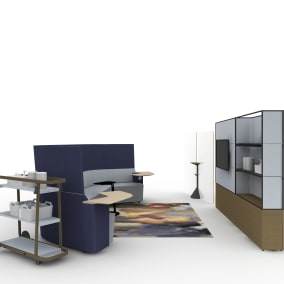 Steelcase Flex Collection, Steelcase Mackinac, Coalesse Free Stand Laptop Support, Orangebox Away from the Desk, Moooi Walking on Clouds Rug Planning Idea