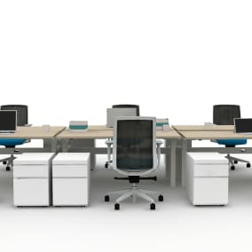AMQ Kinex Desk​, AMQ Z-002 Chair​, AMQ S Series Mobile Box​, SOTO Tool Box​, SOTO Personal Box Planning Idea