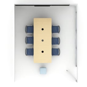 QiVi Chair, B-free cube, Coalesse Potrero415 Table, Privacy Wall Planning Idea