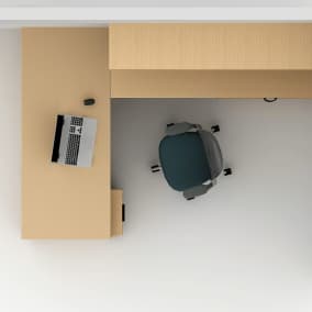 rendering of a private office with currency desk and steelcase series 1 chair