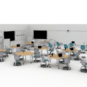 Campfire Big Table​, Move Stool​, Verb Team Table​, Node Stool​, Verb Trapezoid Table​, Polyvision A3 Ceramicsteel Flow Whiteboard​, Verb Rectangle Table​, Scoop Stool​, Verb Personal Whiteboard​, Verb Teaching Station​, Verge Stool​, Power Hub Thread Planning Idea