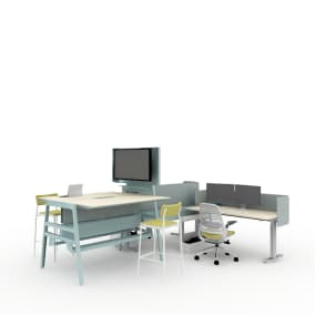 Turnstone Bivi Height Adjustable Desk Turnstone Bivi Wrapp Screen Turnstone Bivi Clamp-On Power Turnstone Bivi Bench Turnstone Bivi Media Support System Steelcase Series 1 Chari Turnstone Simple Seating Steelcase SOTO Mobile Caddy Steelcase Volley Dual Monitor Arm
