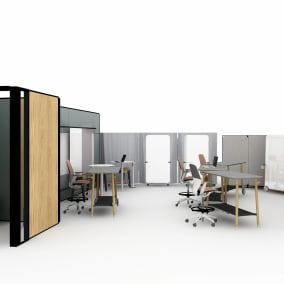 on white render of a meeting space