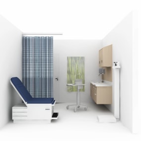 on white render of a clinician space with Convey