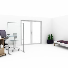 on white render of a clinician room with pocket card, steelcase series 2 chair, regard