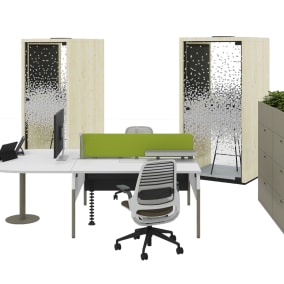 Steelcase Navi WorkStation, Steelcae Series 1 Chair, Steelcase UPV Storage, m.a.d Delta Stool, Taiga Concept Pod