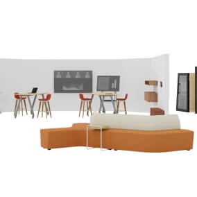 Steelcase Flex Collection, Steelcase Roam Collection, Smith System Planner Studio, Orangebox On the QT, Orangebox Away from the Desk, Orangebox Cubb Stool, m.a.d. Sling Side Table
