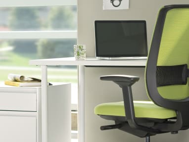 Reply office chair facing desk