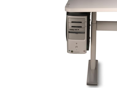 CPU Holder attached to a height adjustable desk