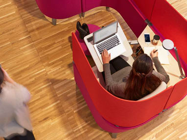 Woman working in a Brody WorkLounge