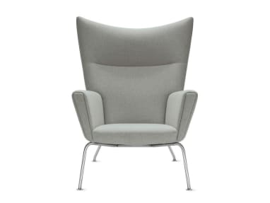 Front VIew of a Light Grey Wing Chair CH445